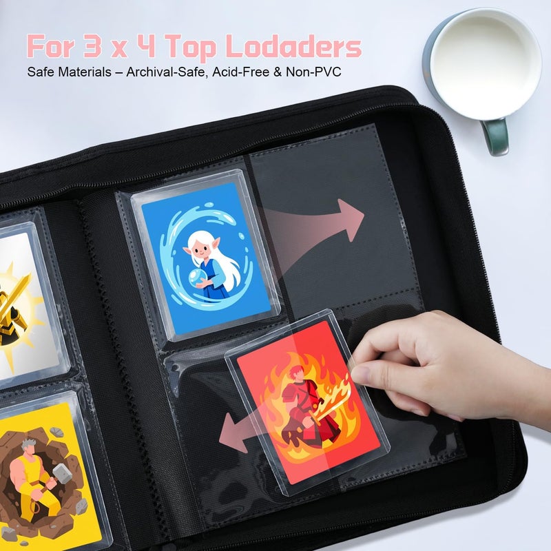 WITHYU Toploader Binder Holds 128 Top Loaders, 4 Pocket Ringless Card Holder for 3" x 4" Rigid Cards, Trading Card Album Small Top Loader Binder for Sports, TCG, MTG (Pink) - Image 4
